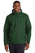 Sport-Tek JST56 Mens Waterproof Insulated Full Zip Hooded Jacket Forest Green Model Front