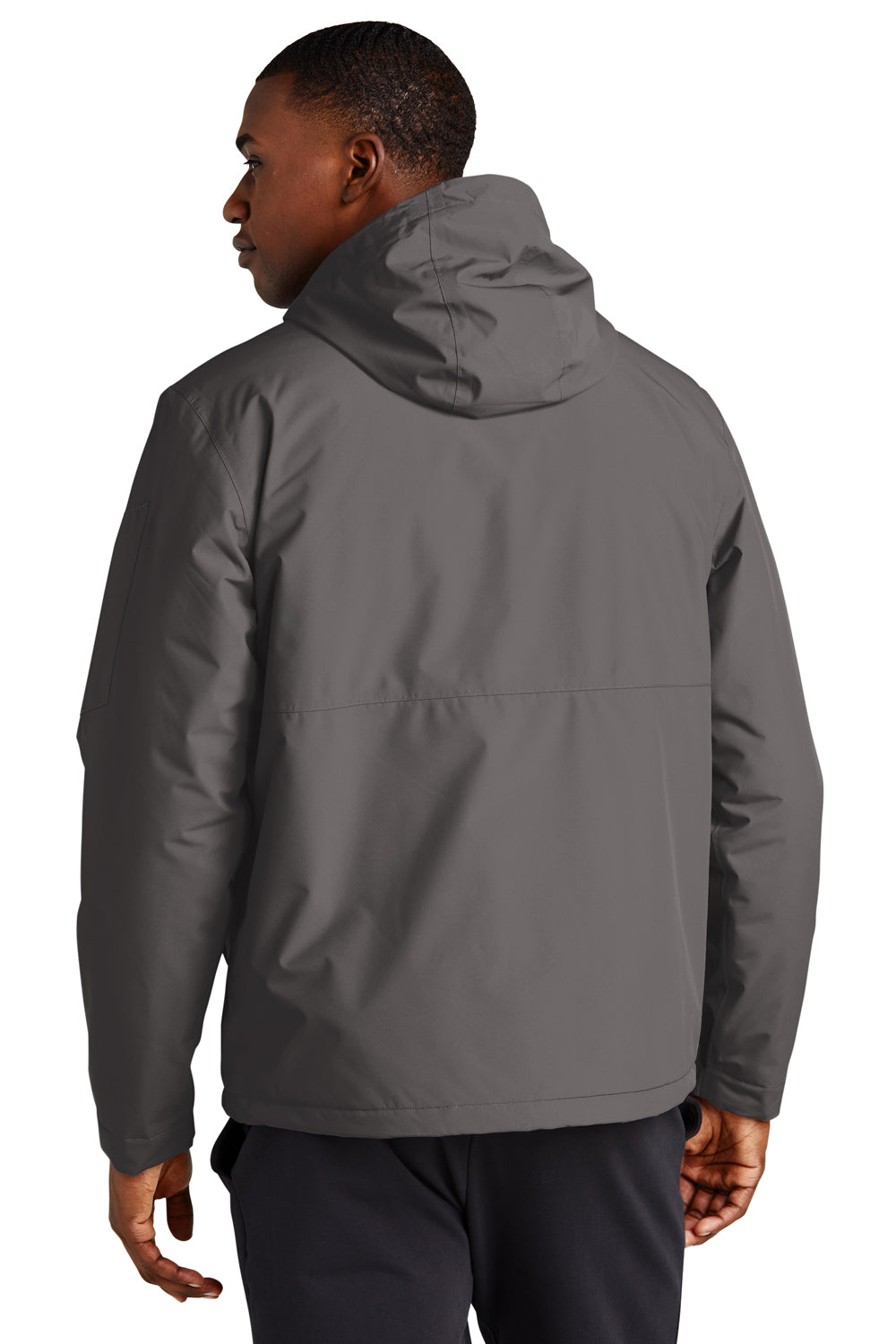 Sport-Tek JST56 Mens Waterproof Insulated Full Zip Hooded Jacket Graphite Grey Model Back