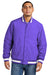 Sport-Tek JST58 Mens Water Resistant Snap Down Varsity Jacket Purple Model Front