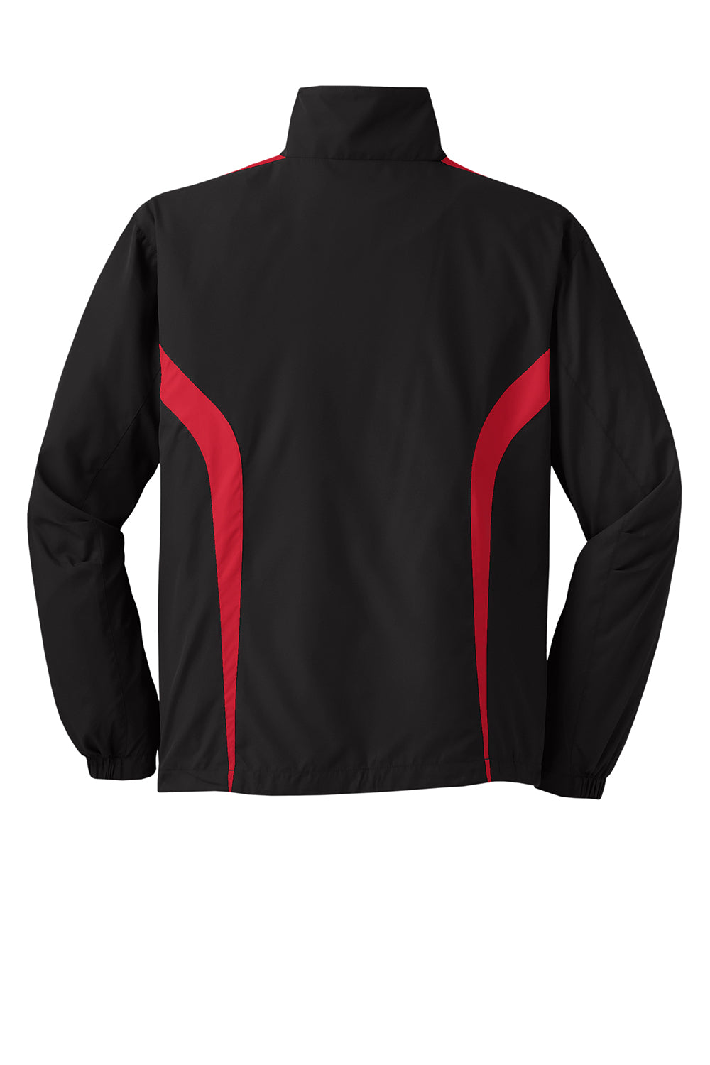 Sport-Tek JST60 Mens Water Resistant Full Zip Jacket Black/True Red Flat Back