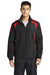 Sport-Tek JST60 Mens Water Resistant Full Zip Jacket Black/True Red Model Front