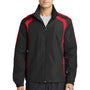 Sport-Tek Mens Water Resistant Full Zip Jacket - Black/True Red