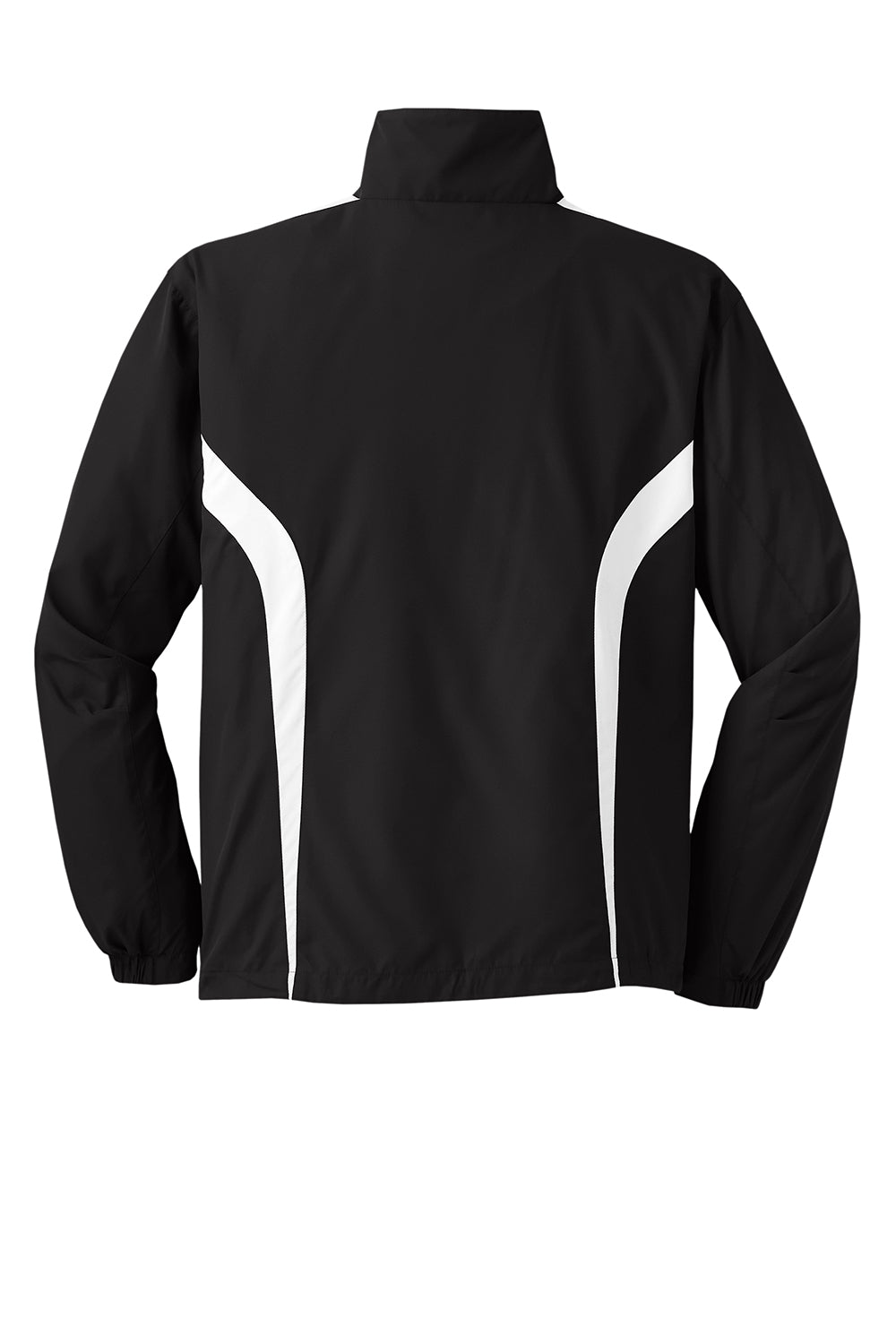 Sport-Tek JST60 Mens Water Resistant Full Zip Jacket Black/White Flat Back