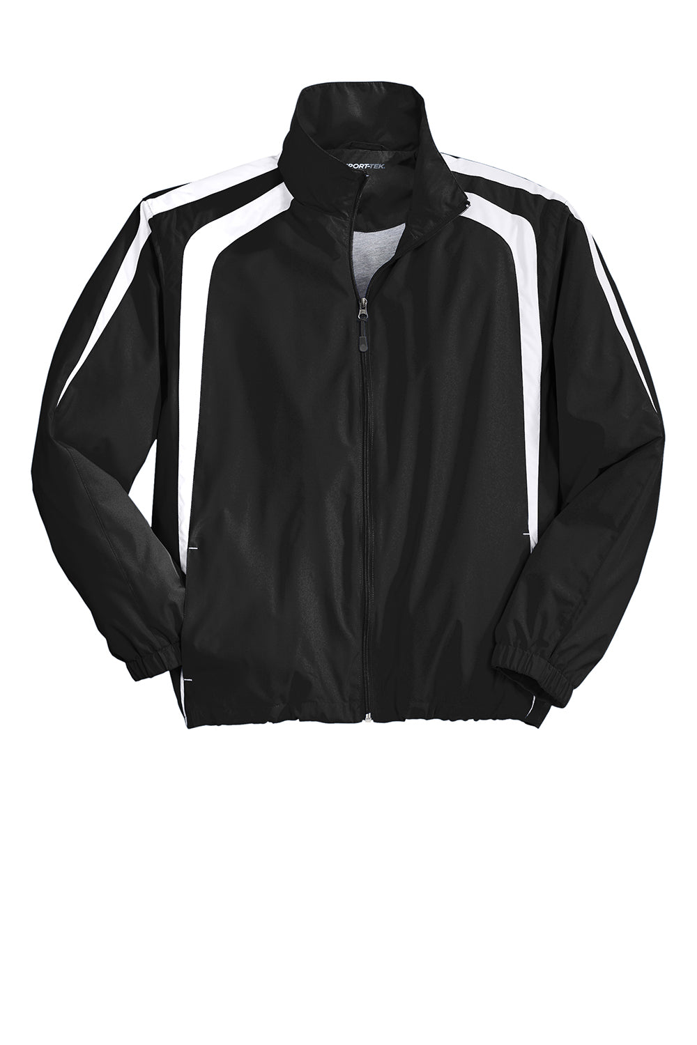 Sport-Tek JST60 Mens Water Resistant Full Zip Jacket Black/White Flat Front