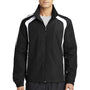 Sport-Tek Mens Water Resistant Full Zip Jacket - Black/White