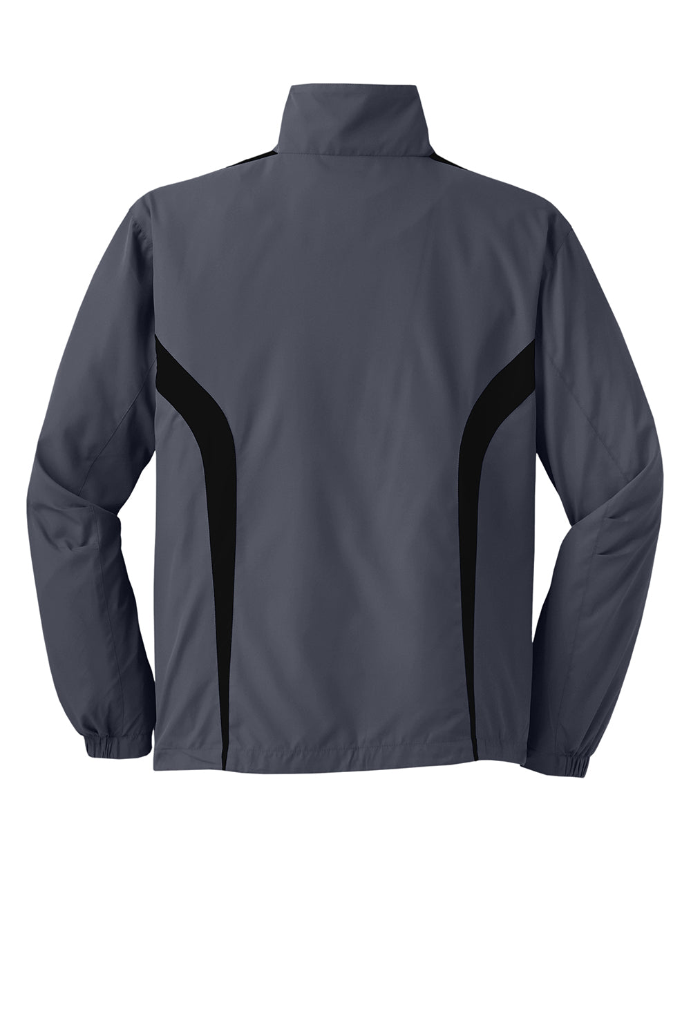 Sport-Tek JST60 Mens Water Resistant Full Zip Jacket Graphite Grey/Black Flat Back