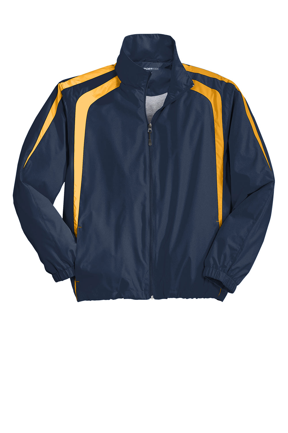 Sport-Tek JST60 Mens Water Resistant Full Zip Jacket True Navy Blue/Gold Flat Front