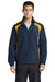 Sport-Tek JST60 Mens Water Resistant Full Zip Jacket True Navy Blue/Gold Model Front