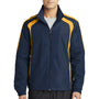 Sport-Tek Mens Water Resistant Full Zip Jacket - True Navy Blue/Gold