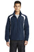 Sport-Tek JST60 Mens Water Resistant Full Zip Jacket True Navy Blue/White Model Front