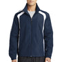 Sport-Tek Mens Water Resistant Full Zip Jacket - True Navy Blue/White