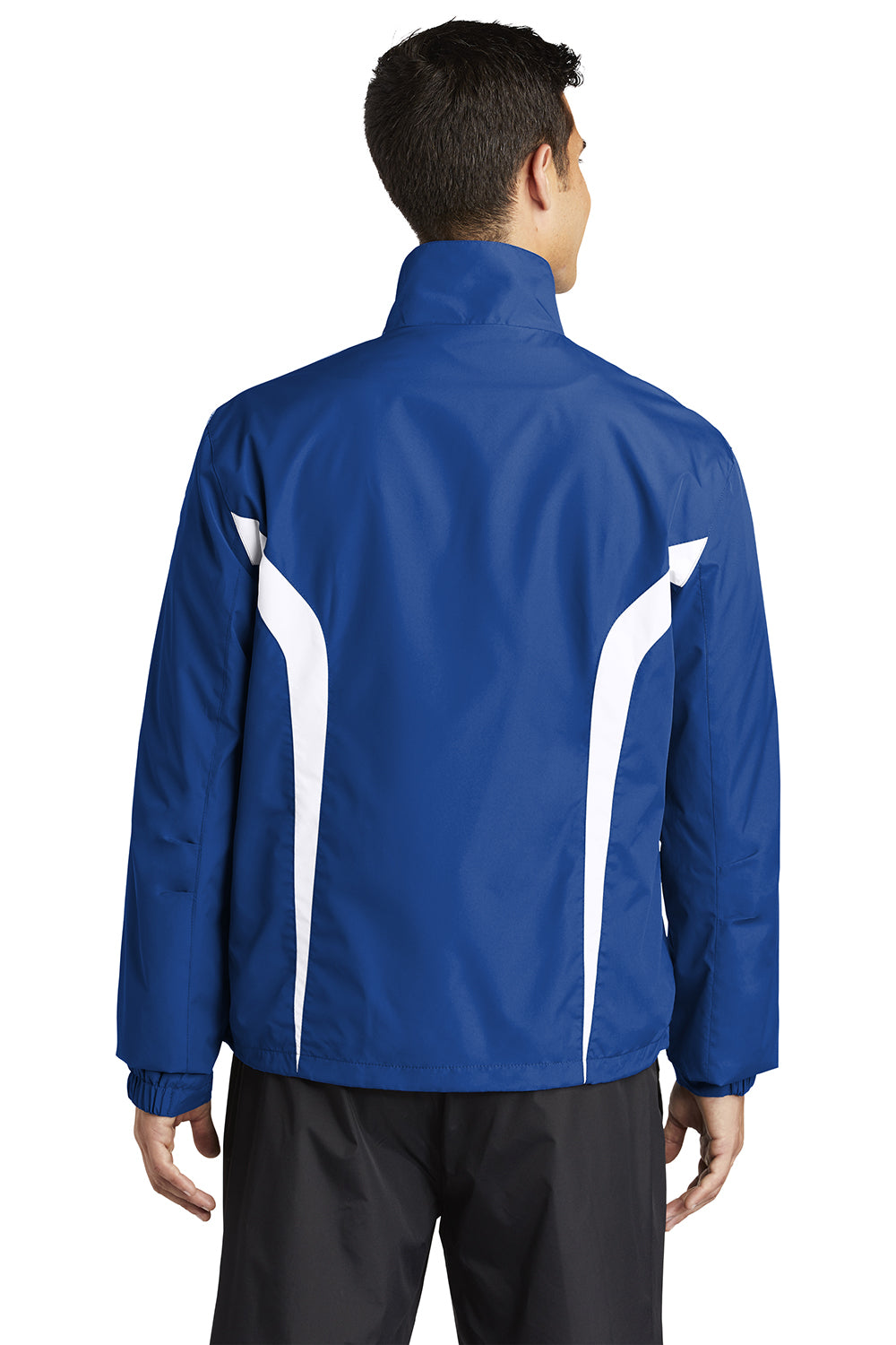 Sport-Tek JST60 Mens Water Resistant Full Zip Jacket True Royal Blue/White Model Back