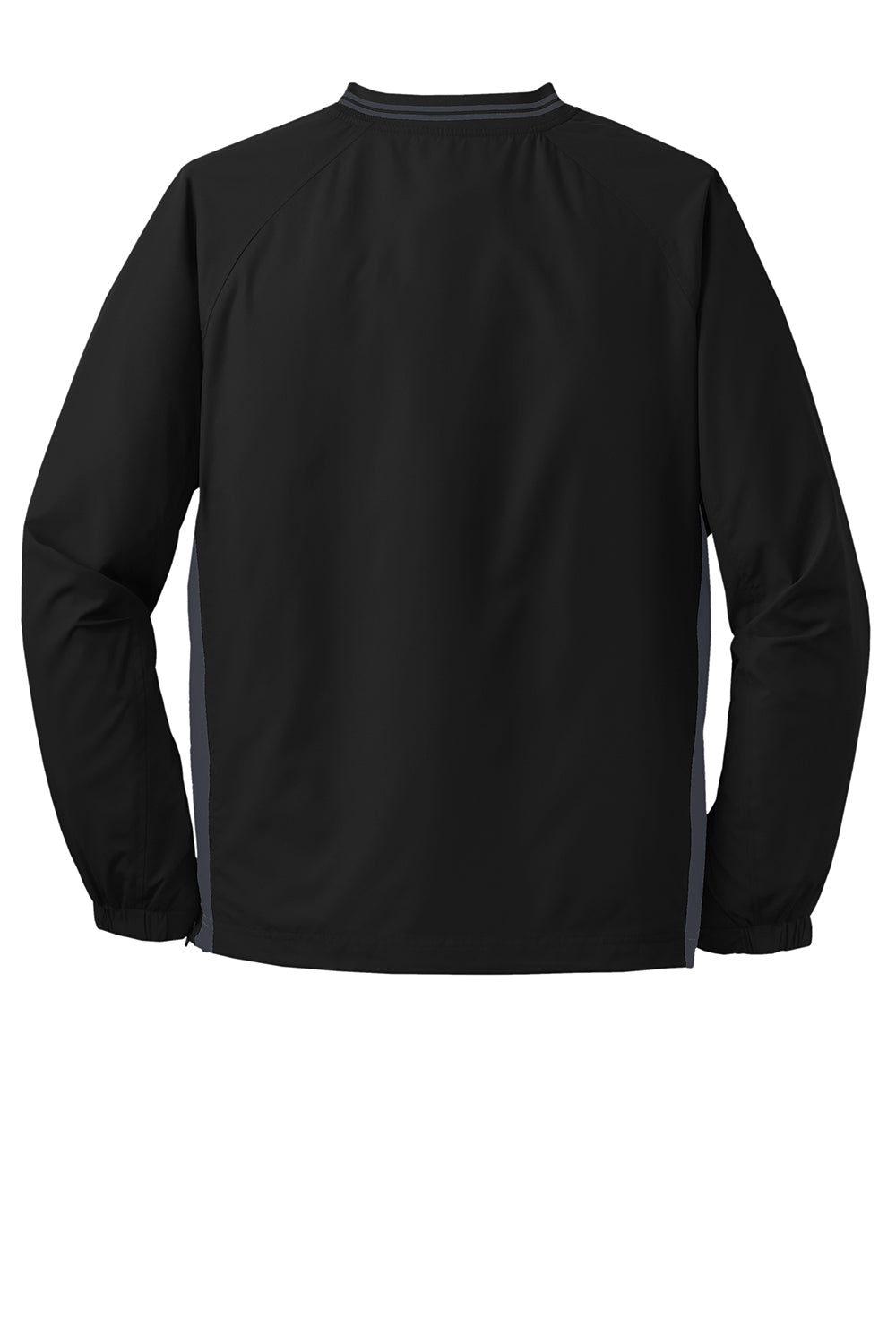 Sport-Tek JST62 Mens Water Resistant V-Neck Jacket Black/Graphite Grey Flat Back