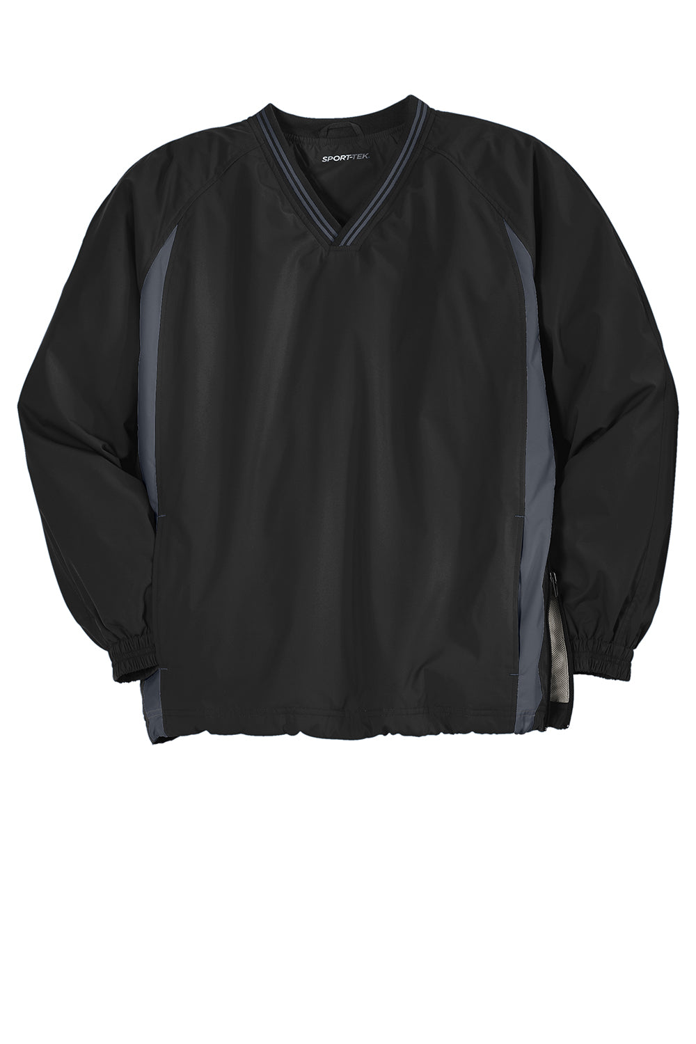 Sport-Tek JST62 Mens Water Resistant V-Neck Jacket Black/Graphite Grey Flat Front