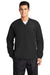 Sport-Tek JST62 Mens Water Resistant V-Neck Jacket Black/Graphite Grey Model Front