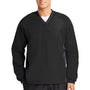 Sport-Tek Mens Water Resistant V-Neck Jacket - Black/Graphite Grey