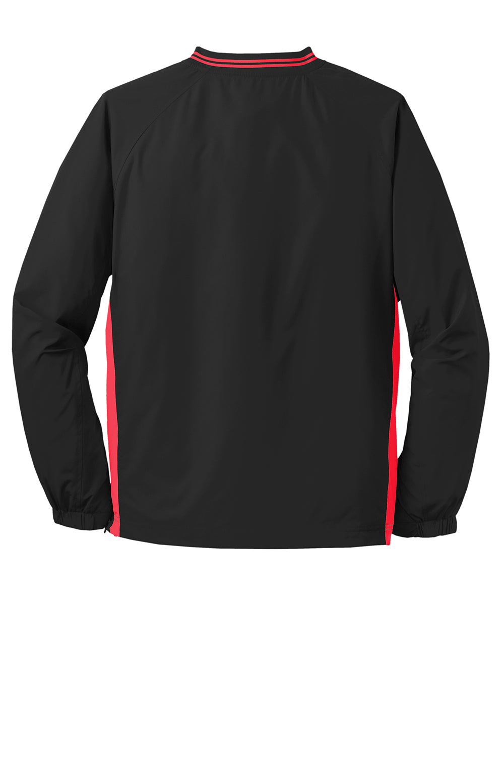 Sport-Tek JST62 Mens Water Resistant V-Neck Jacket Black/True Red Flat Back