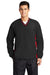 Sport-Tek JST62 Mens Water Resistant V-Neck Jacket Black/True Red Model Front