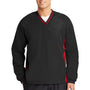 Sport-Tek Mens Water Resistant V-Neck Jacket - Black/True Red