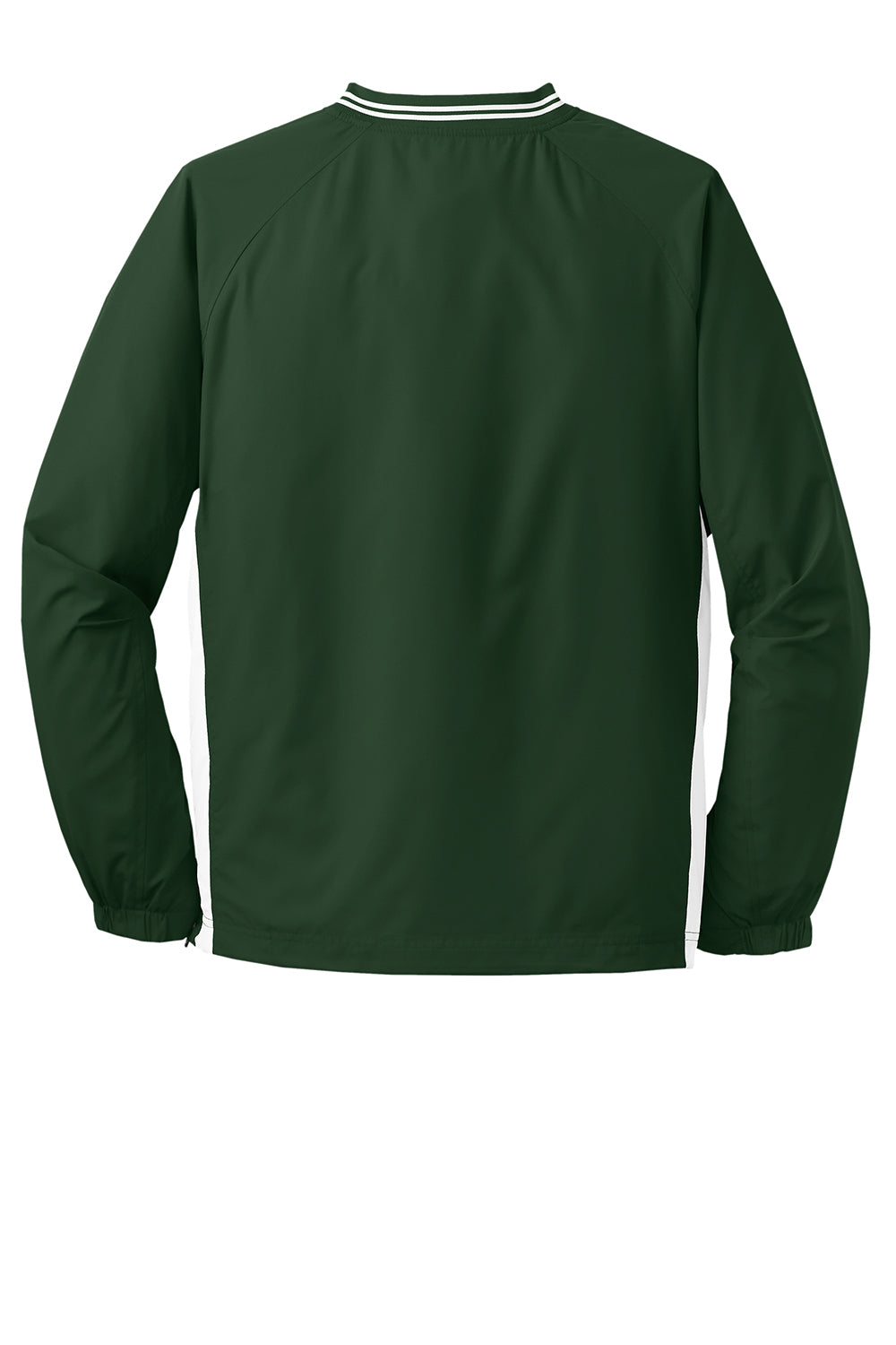 Sport-Tek JST62 Mens Water Resistant V-Neck Jacket Forest Green/White Flat Back