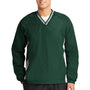 Sport-Tek Mens Water Resistant V-Neck Jacket - Forest Green/White