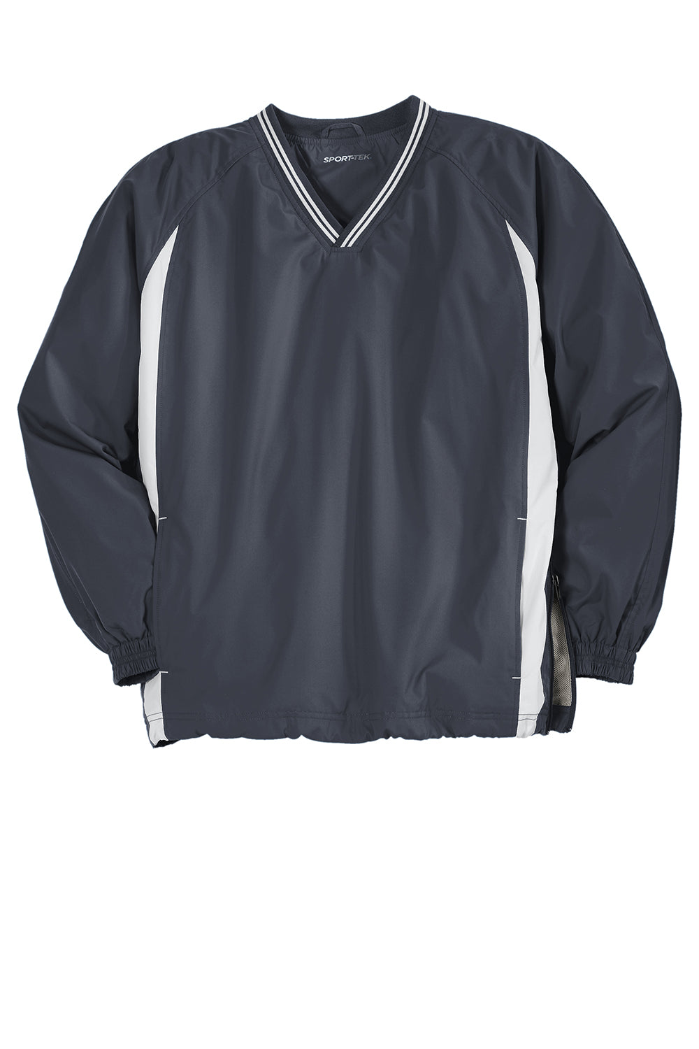 Sport-Tek JST62 Mens Water Resistant V-Neck Jacket Graphite Grey/White Flat Front