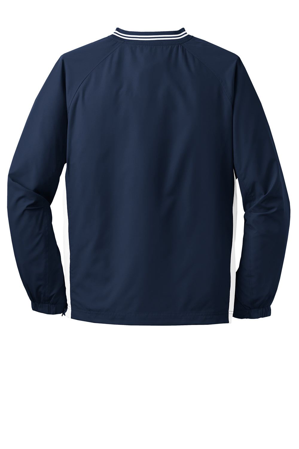 Sport-Tek JST62 Mens Water Resistant V-Neck Jacket True Navy Blue/White Flat Back