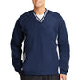 Sport-Tek Mens Water Resistant V-Neck Jacket - True Navy Blue/White