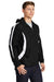 Sport-Tek JST63 Mens 1/4 Zip Hooded Jacket Black/White Model 3q