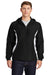 Sport-Tek JST63 Mens 1/4 Zip Hooded Jacket Black/White Model Front