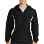 Sport-Tek Mens 1/4 Zip Hooded Jacket - Black/White