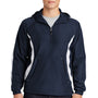 Sport-Tek Mens 1/4 Zip Hooded Jacket - True Navy Blue/White