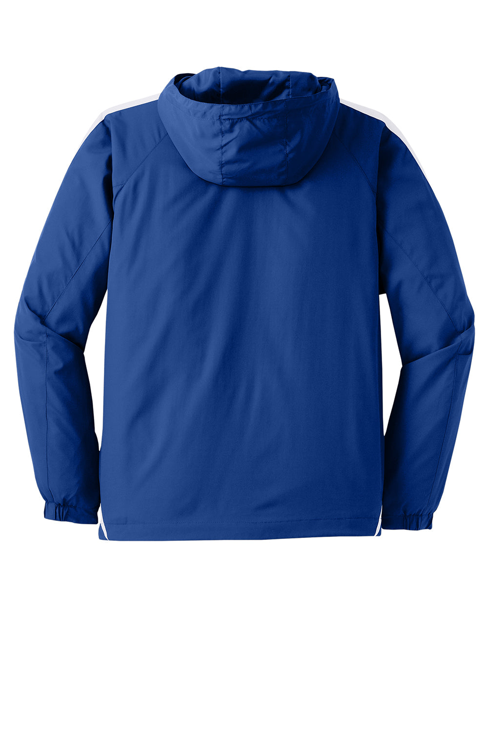 Sport-Tek JST63 Mens 1/4 Zip Hooded Jacket True Royal Blue/White Flat Back