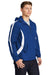 Sport-Tek JST63 Mens 1/4 Zip Hooded Jacket True Royal Blue/White Model 3q