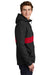 Sport-Tek JST65 Mens Hooded 1/4 Zip Jacket Black/True Red Model Side