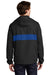 Sport-Tek JST65 Mens Hooded 1/4 Zip Jacket Black/True Royal Blue Model Back