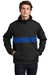 Sport-Tek JST65 Mens Hooded 1/4 Zip Jacket Black/True Royal Blue Model Front