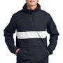 Sport-Tek Mens Hooded 1/4 Zip Jacket - True Navy Blue/White