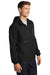 Sport-Tek JST66 Mens Packable Anorak 1/4 Zip Hooded Jacket Black Model 3q