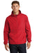 Sport-Tek JST66 Mens Packable Anorak 1/4 Zip Hooded Jacket True Red Model Front