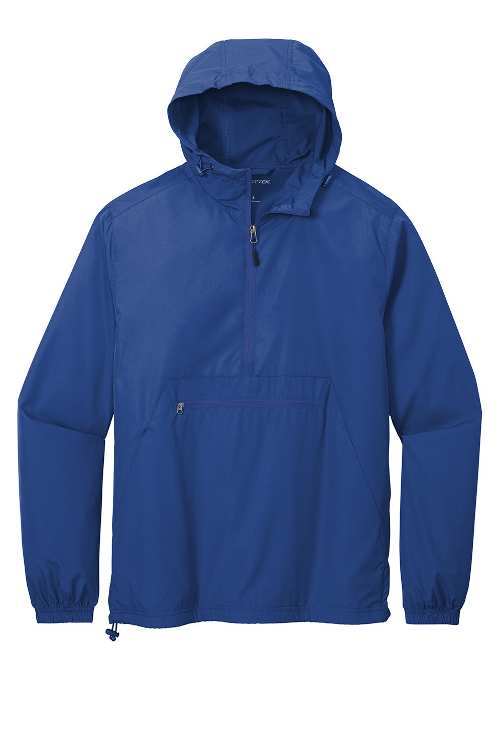 Sport-Tek JST66 Mens Packable Anorak 1/4 Zip Hooded Jacket True Royal Blue Flat Front