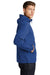 Sport-Tek JST66 Mens Packable Anorak 1/4 Zip Hooded Jacket True Royal Blue Model Side