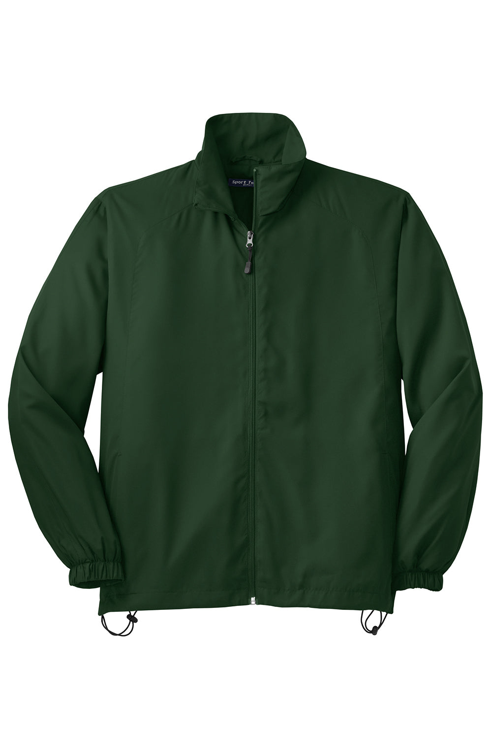 Sport-Tek JST70 Mens Water Resistant Full Zip Wind Jacket Forest Green Flat Front