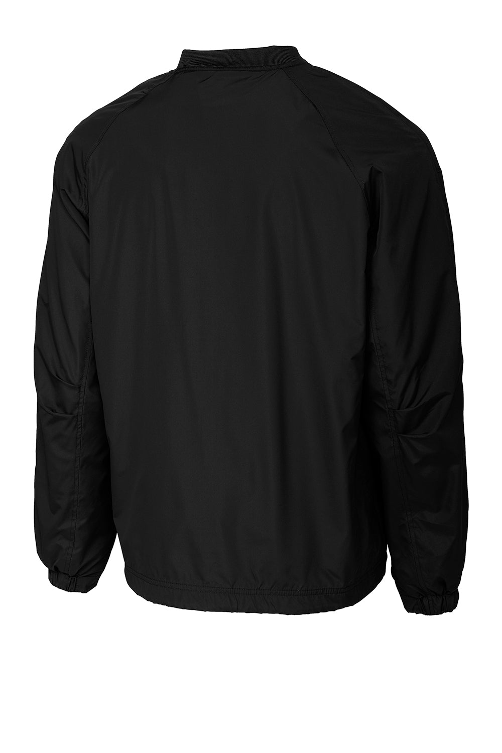 Sport-Tek JST72 Mens V-Neck Wind Jacket Black Flat Back