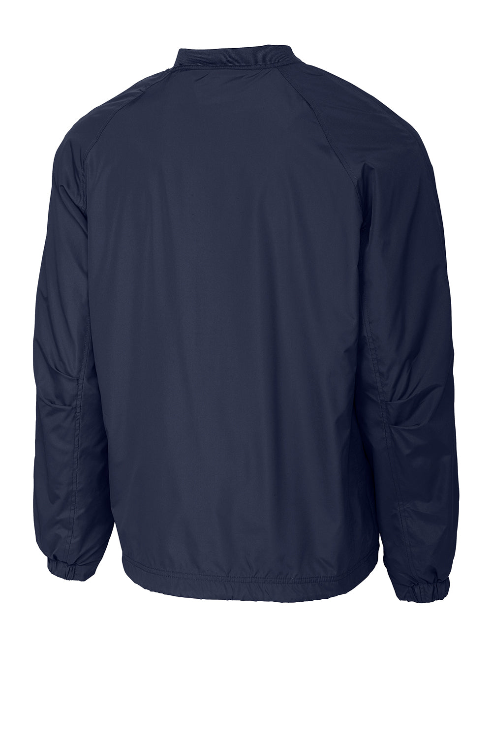 Sport-Tek JST72 Mens V-Neck Wind Jacket True Navy Blue Flat Back