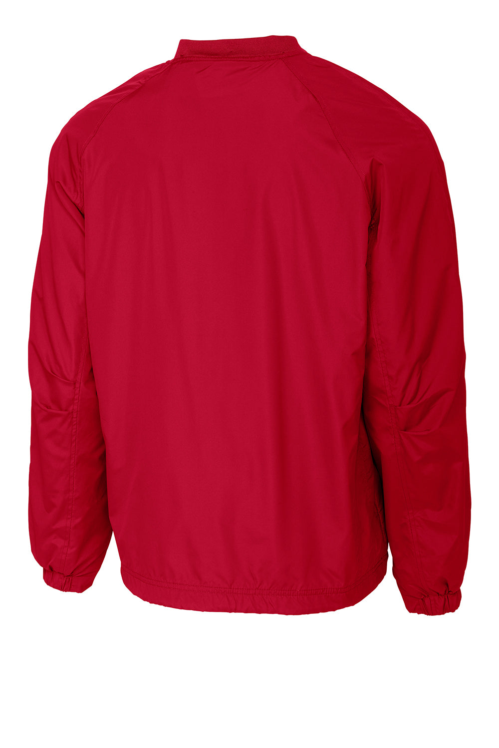 Sport-Tek JST72 Mens V-Neck Wind Jacket True Red Flat Back