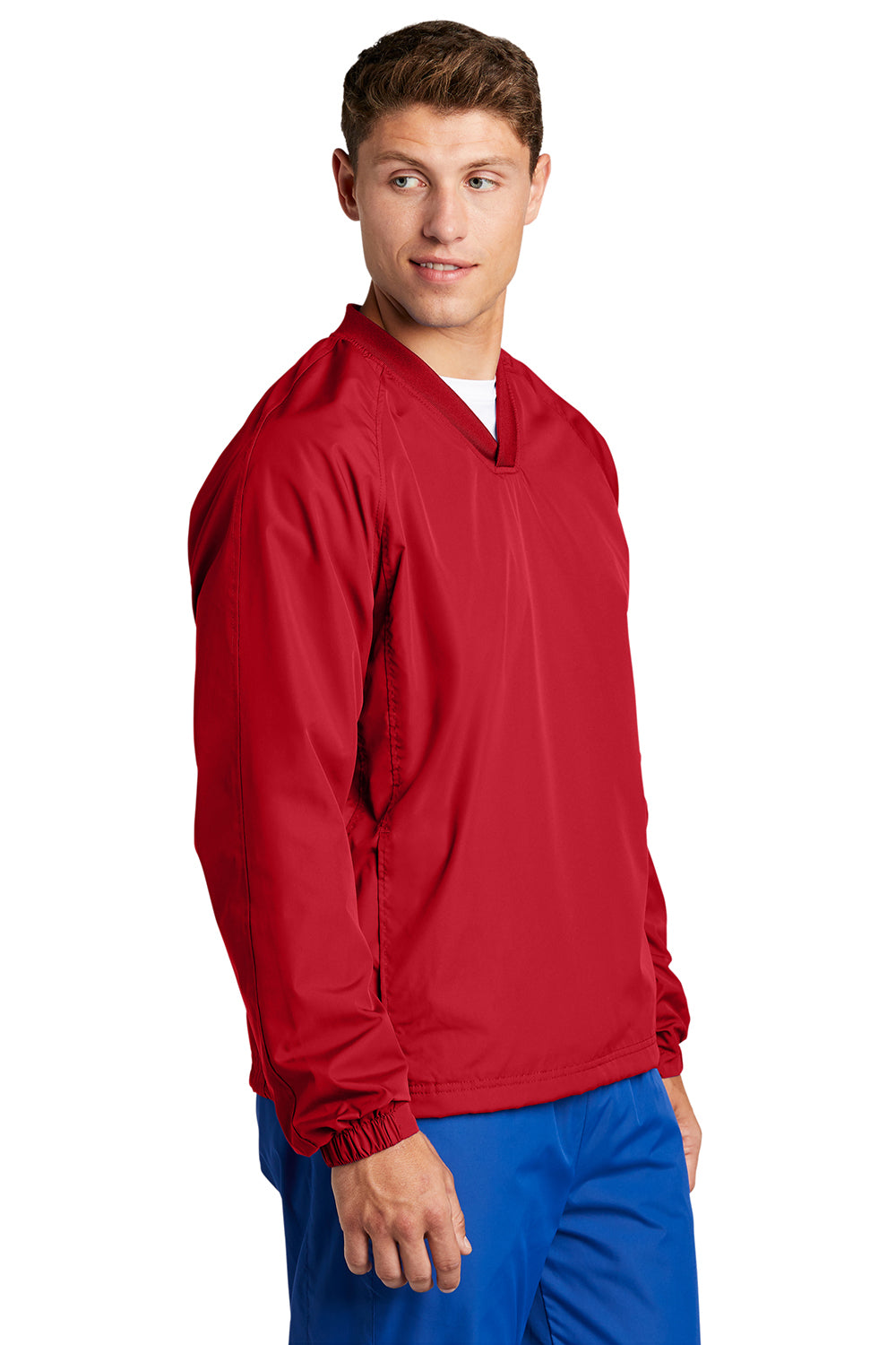 Sport-Tek JST72 Mens V-Neck Wind Jacket True Red Model 3q