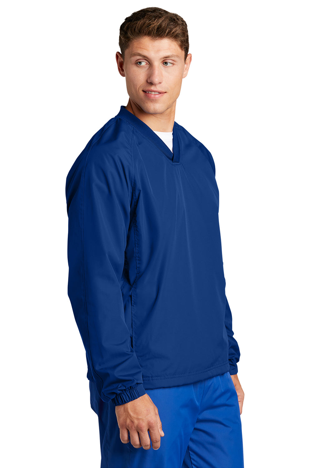 Sport-Tek JST72 Mens V-Neck Wind Jacket True Royal Blue Model 3q