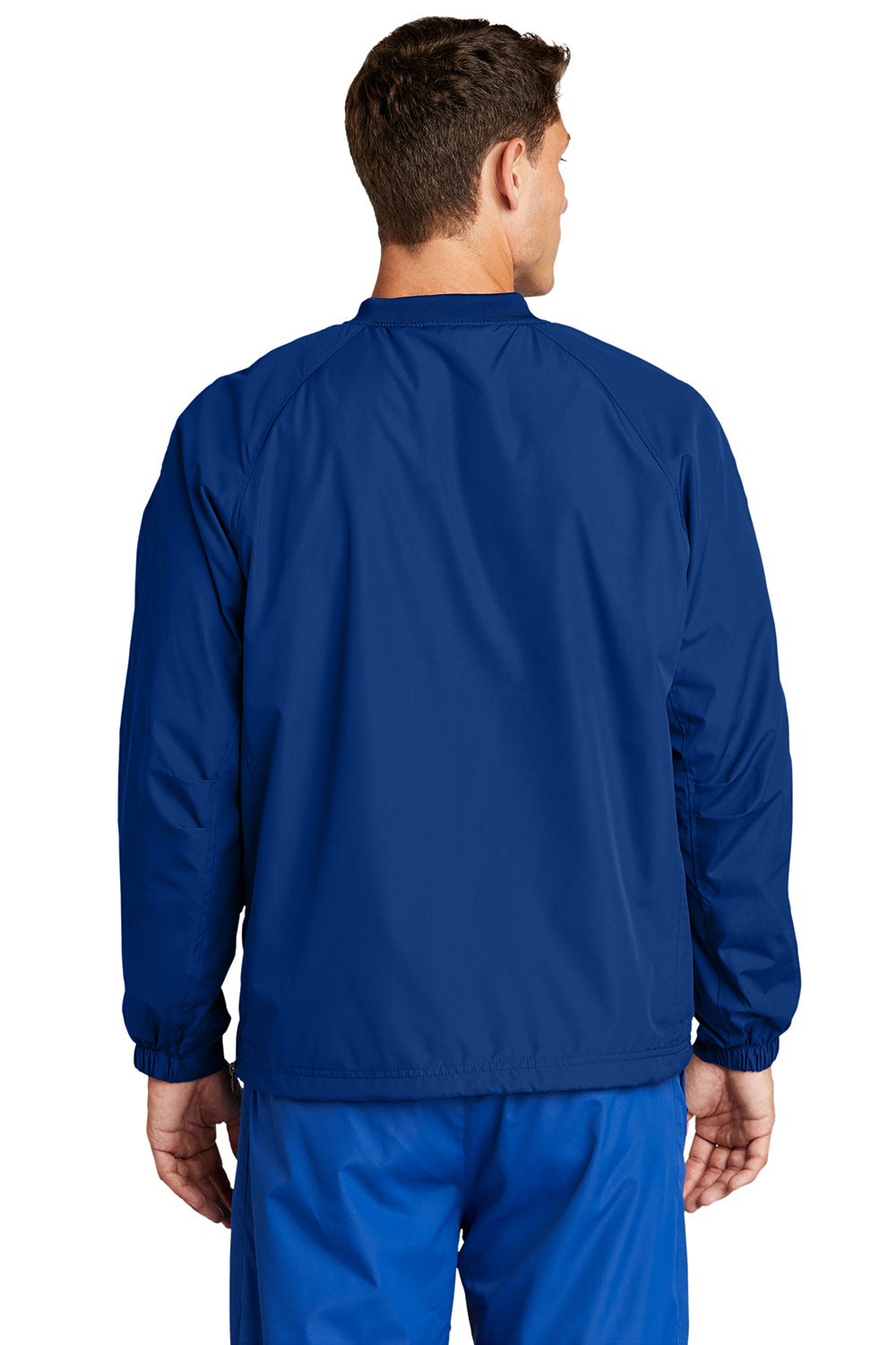 Sport-Tek JST72 Mens V-Neck Wind Jacket True Royal Blue Model Back