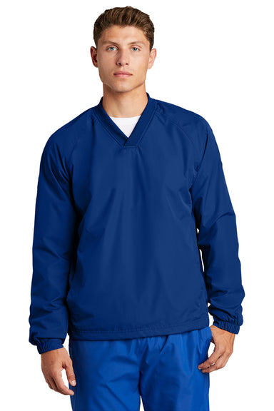 Sport-Tek JST72 Mens V-Neck Wind Jacket True Royal Blue Model Front